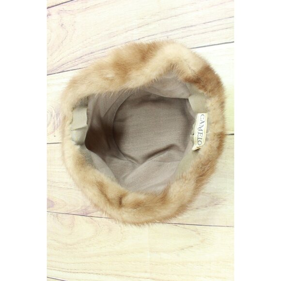 Vintage Camelot New York Women’s Genuine Mink Fur Beret Hat Light Brown